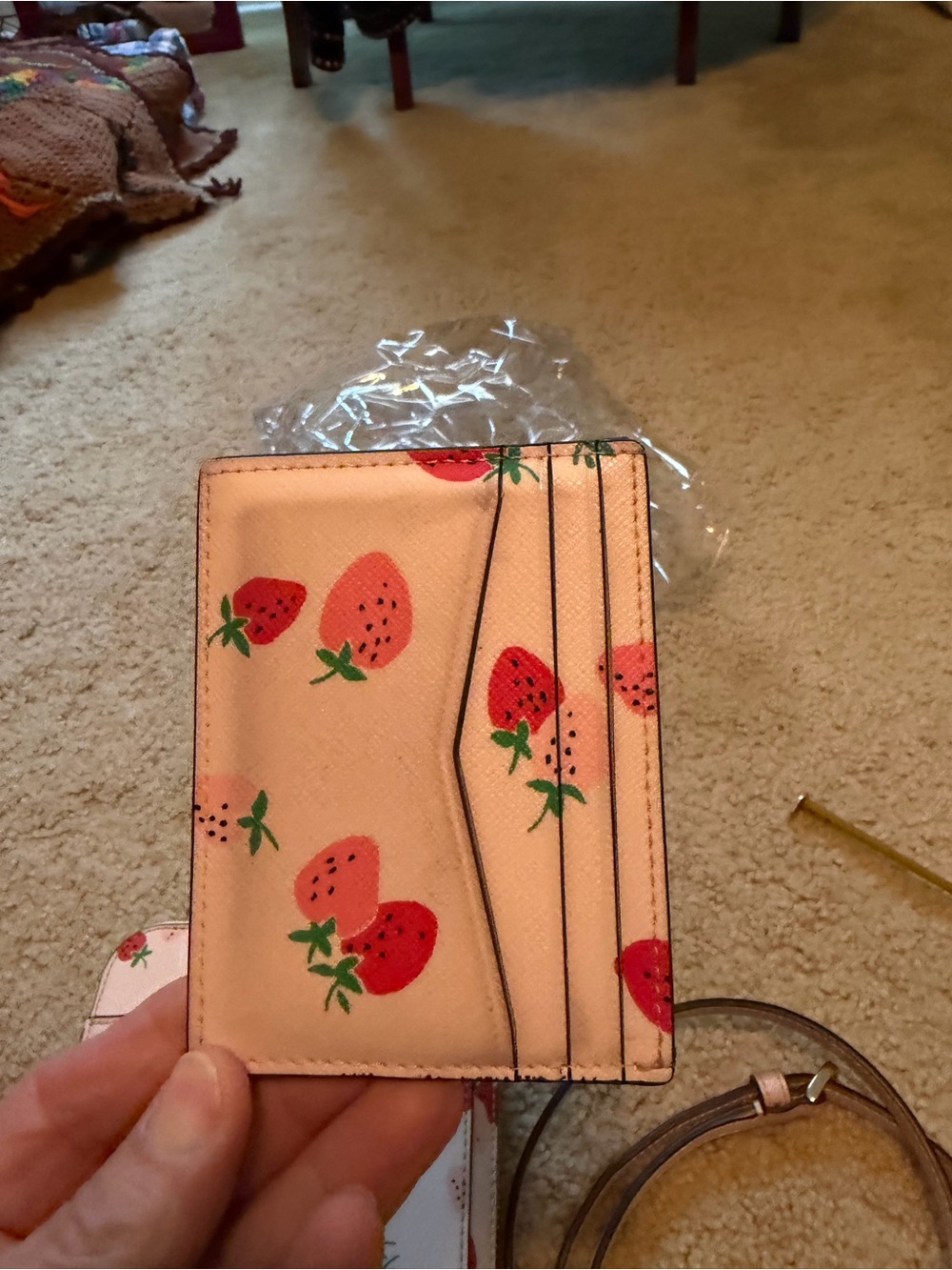 kate spade Pink Strawberry Print Mini Crossbody Top-Handle Bag - Picture 10 of 10